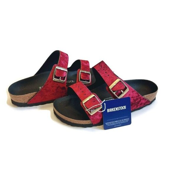 Birkenstock Womens Sz 5-5.5 Arizona BS Sandals EU 36 NARROW Fit Velvet Burgundy - Picture 10 of 10